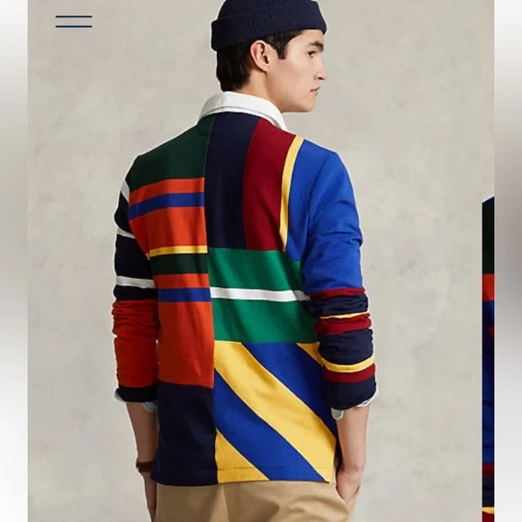 NWT Polo Ralph Lauren Classic Fit Patchwork Rugby Shirt - Picture 4 of 5